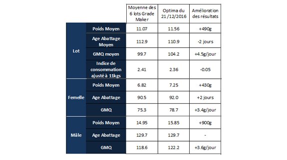 Optima performance table Porh Arthur